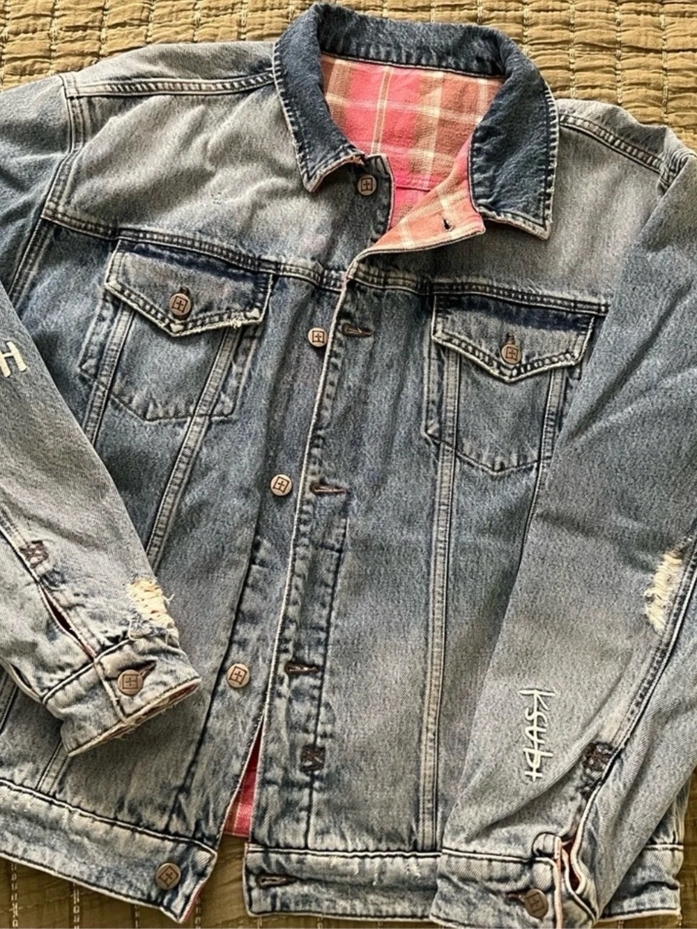 Ksubi Light Blue Denim Jacket with Black Brand Tag